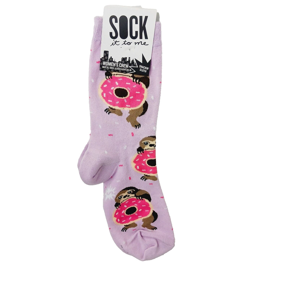 Sock It To Me Crew Women Boy Sloth Donut Doughnut Sweet Snack Frosting NWT NEW